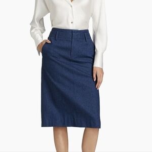 Vince Cotton Denim Pencil Midi Skirt Italian Fabric Blue Size 8